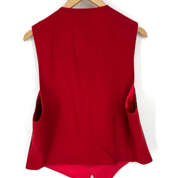 Vintage Pendleton Wool Vest Red and Green Waistcoat Lined Plaid Size 44 - Picture 3 of 8